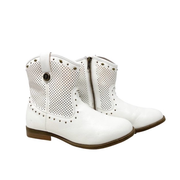 Frye Mel Tri Stud Western Boots White - Picture 1 of 10